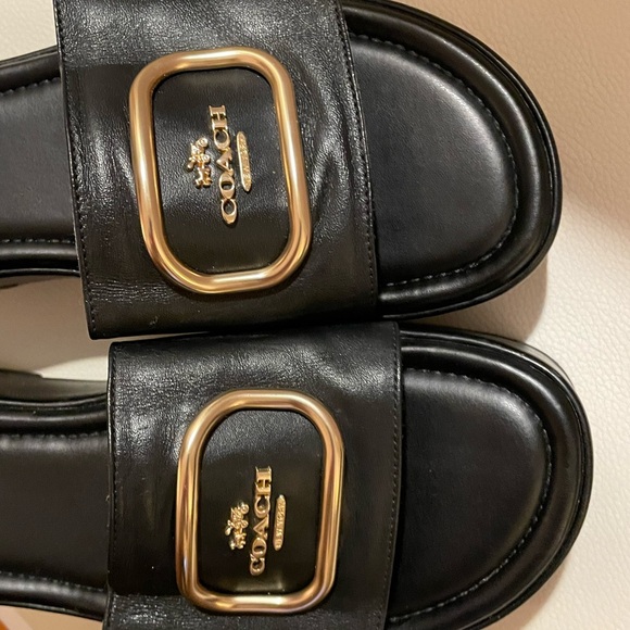 Coach Leather Flatform Slides - Picture 2 of 5